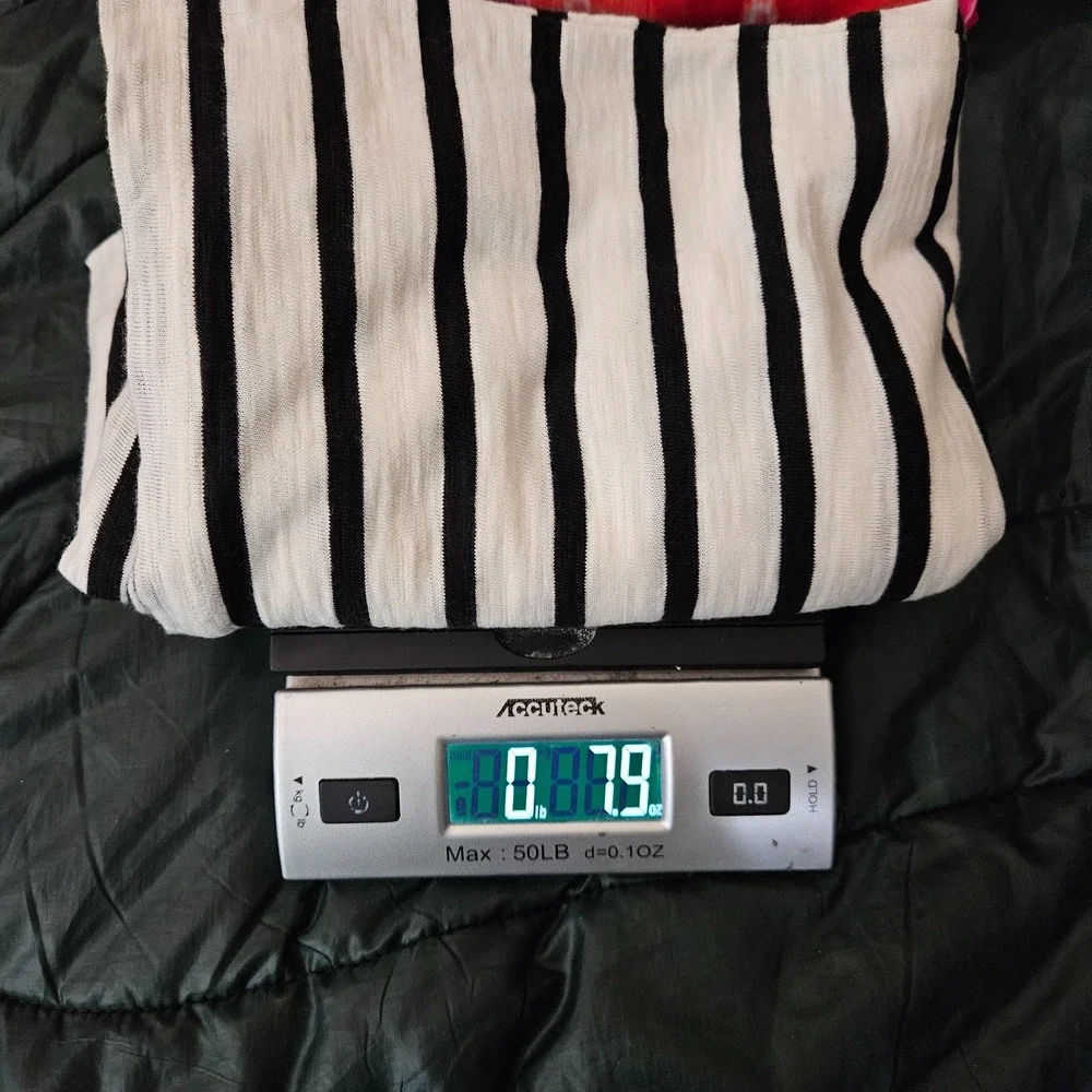 Talbots Plus Petite Women's 3XP Black White Striped Square Neck 3/4 Sleeve Top